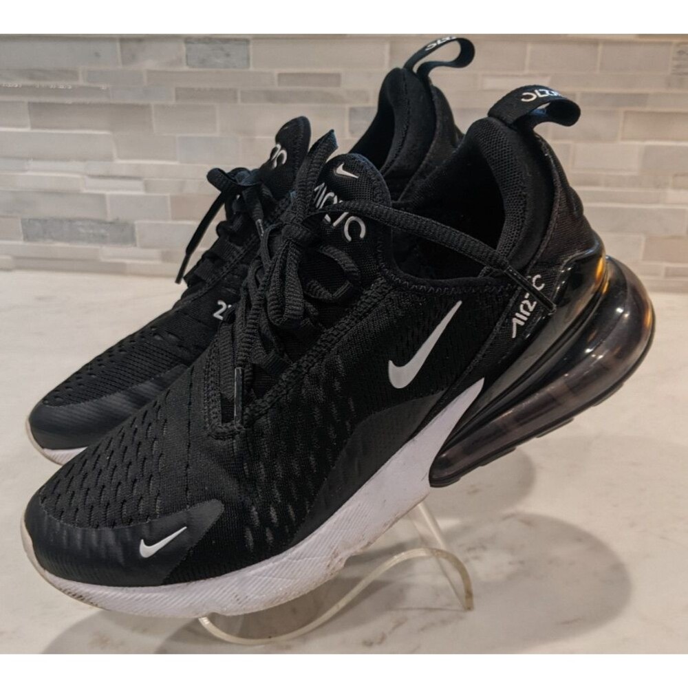 Wmn's NIKE Air Max 270 Black/White Breathable Mesh Lightweight Running Shoe 7.5